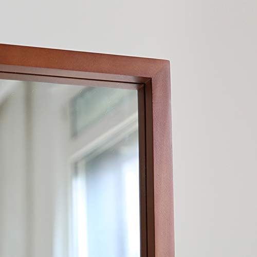 Swivel Full Length Mirror on Wheels 65"x22", Free Standing Wood Frame Cheval Floor Mirror for Dressing, Full Body with Stands, Tilt Angle Adjustable, Brown