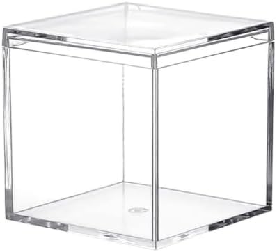 Worown 6 Pcs Acrylic Cube Box with Lid, Clear cube Candy Storage Container, Acrylic Square Cube Boxes for Figures, Cosmetics, Jewelry, Collections (Size 1.3", 2.2", 3", 3.3", 4", 4.7")
