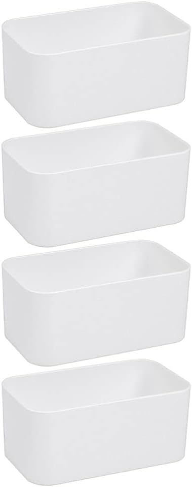Cabilock 4pcs Floating Shelf Wall Mounted Plastic Storage Organizer Bin, Makeup Organizer Adhesive Bathroom Ledge Shelf for Home Decor, Kitchen, Bathroom, Office, Bedroom, Room