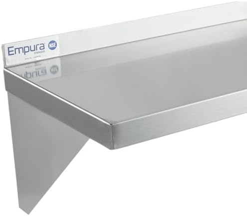 Empura 15" x 24" Stainless Steel Wall Mount Shelf with Backsplash | Commercial Floating Hanging Storage Organizer for Kitchen Laundry Utility Room | 24"W x 15"D x 16"H, 255 lb Capacity, 18 Gauge, NSF