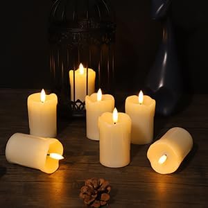 YOROXRG 9 Pack Flameless Votive Candles with Timer Remote,2" x 3" Real Wax, Realistic Black Wick Battery Operated Pillar Candles for Wedding, Party and Holiday Decoration