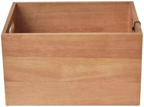 Acacia Wooden Storage Crates Storage Box Farmhouse Decorative Boxes with Handles for Home Organization,Display Handmade Natural Solid Wood Basket (Light Honey)