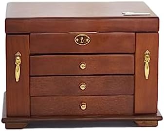 Vintage Wooden Jewelry Box with Lock, Makeup Organizer, Solid Wood Storage for Necklaces and Accessories, Elegant Display Case for Jewelry Storage