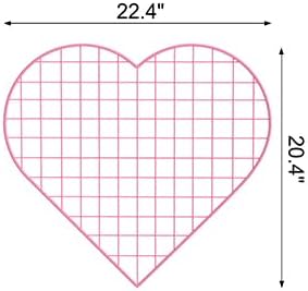 ECLENYES Grid Photo Wall Panels - 22.4"x20.4" Heart Shape Iron Rack Art Wire Board, Wall Grid Organizer, DIY Photo Frame for Home, Office, Kitchen, Bedroom, Christmas Gifts - Pink