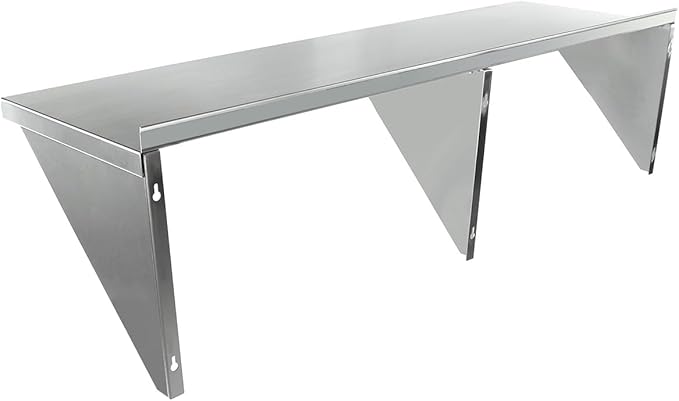 Empura 18" x 60" Stainless Steel Wall Mount Shelf with Backsplash | Commercial Floating Hanging Storage Organizer for Kitchen Laundry Utility | 60"W x 18"D x 15.75"H, 450 lb Capacity, 16 Gauge, NSF