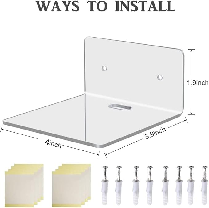 8 Pack Small Wall Shelf, 4'' Acrylic Shelves Display Ledges for Storage & Decoration, Small Floating Shelf for Wall with 2 Types of Installation (Adhesive or Screw)