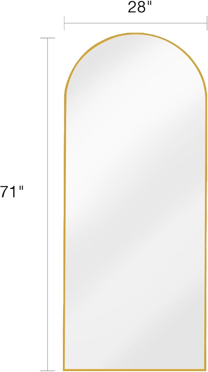 ITSRG Floor Mirror, Full Length Mirror with Stand, Arched Wall Mirror, 27"x71"Mirror Full Length, Gold Floor Mirror Freestanding, Wall Mounted Mirror for Bedroom Living Room, Gold