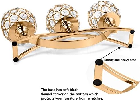 4Set Gold Crystal Candle Holders Decorative Candelabra for Wedding Centerpiece,Metal 3 Arms Candlesticks Holder Stand for Dining Table Living Room Home Decor, Party, Anniversary,Halloween,Christmas