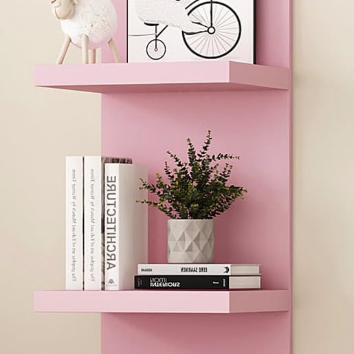 LitaEther Versatile 4 Tier Wall Shelf Unit,Pink Lack Wall Shelf,Display Floating Shelf with LED Remote Control Light