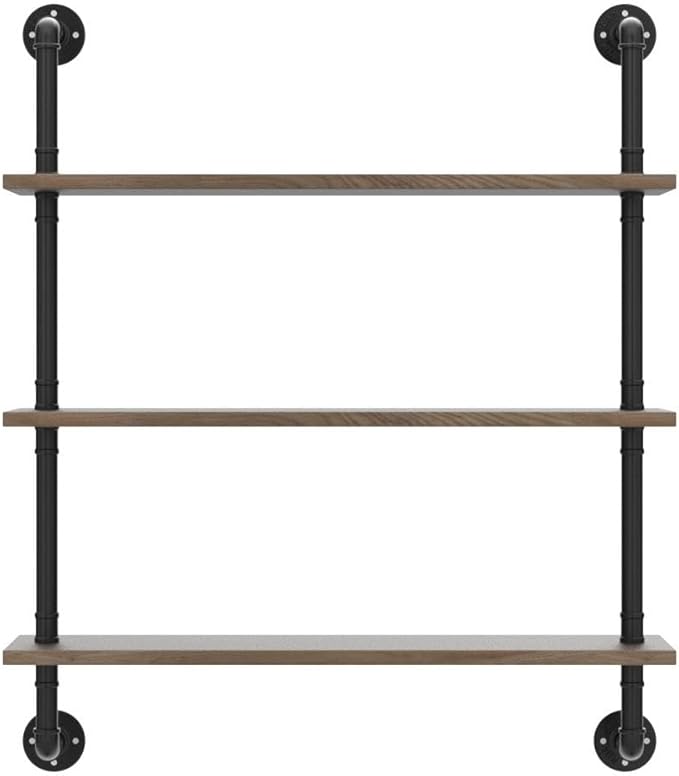 HDDFER Pipe Shelves Industrial Pipe Shelving Shelves Real Wood Industrial Floating Pipe Shelves with Wood Planks 36 inch Wall Shelves Rustic Hanging Bookshelf Farmhouse Kitchen Bar Shelving