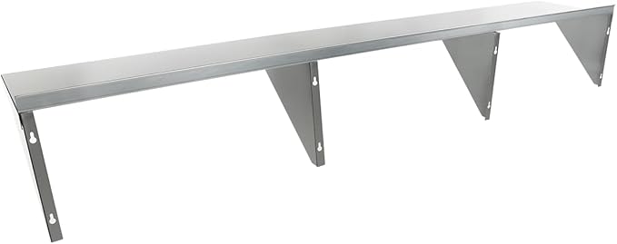 Empura 15" x 84" Stainless Steel Wall Mount Shelf with Backsplash | Commercial Floating Hanging Storage Organizer for Kitchen Laundry Utility Room | 84"W x 15"D x 16"H, 505 lb Capacity, 18 Gauge, NSF