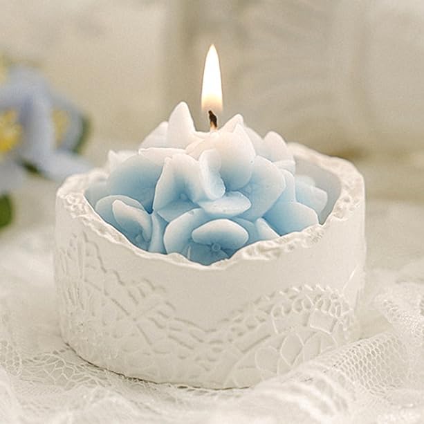 Blue Hydrangea Flower Candle for Mom - Mother's Day & Teacher Gifts for Women Mom Wife, Lace Cup Decorative Scented Candle, Romantic Home Fragrance, Spring Summer Home Decor