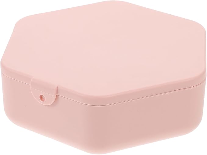 DOITOOL Hexagonal Jewelry Box with Mirror, Pink Portable Makeup Organizer and Necklace Case for Travel, Bracelet Storage and Earring Holder