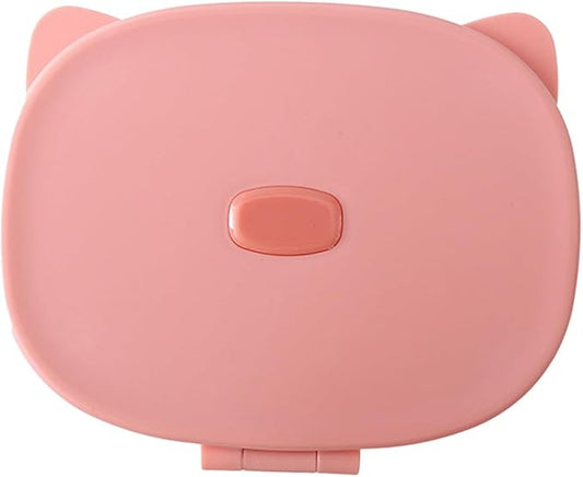 ARTIBETTER Small Jewelry Storage Box with Mirror and Cat Ear Hair Clip, Pink Cosmetic Holder and Hair Tie Organizer, Compact Makeup and Accessories Case for Travel and Home