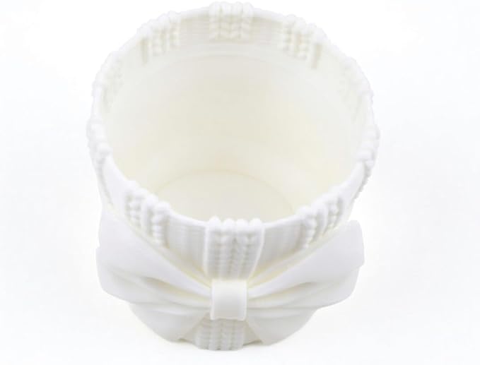 Knitted Bowknot Makeup Brush Holder, Cute Bow Vase, Pen Organizer for Kitchen, Bathroom or Office (White)