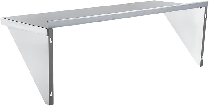 Empura 18" x 48" Stainless Steel Wall Mount Shelf with Backsplash | Commercial Floating Hanging Storage Organizer for Kitchen Laundry Utility | 48"W x 18"D x 15.75"H, 385 lb Capacity, 16 Gauge, NSF