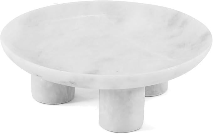 White Marble Decorative Tray 8" inch Vanity Tray Organizer and Perfume Display, Jewelry Dish for Bathroom Countertop, Ideal Home Decor