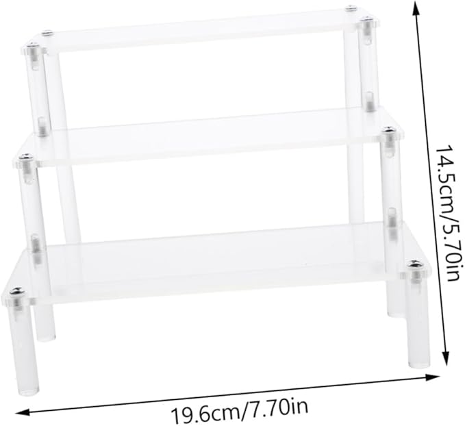 2pcs Acrylic Riser Shelf for Display Tiered Easel Stand Makeup Organizer Acrylic Jewelry Rack Display Stand for Shelves
