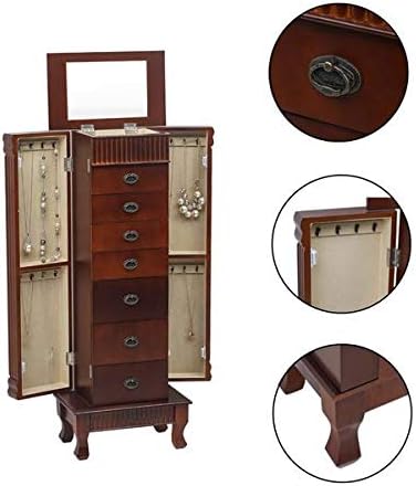 Business Gifts - 37.5 x 23 x 98)cm (L x W x H）MDF 7 drawers Fantastic Jewelry Armoire Cabinet Jewelry Cabinet Armoire Cambered Front Storage Chest Stand Organizer ewelry Armoire Cabinet Makeup Mirror