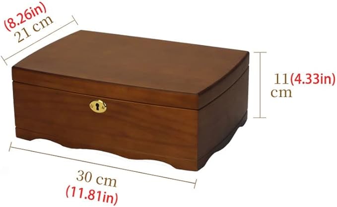 Makeup Organizers Wooden Jewelry Box Retro Double-Layer Jewelry Box Storage Box Ring Earrings Necklace Bracelet Watch Storage Box 11.81 Inches Jewelry Case