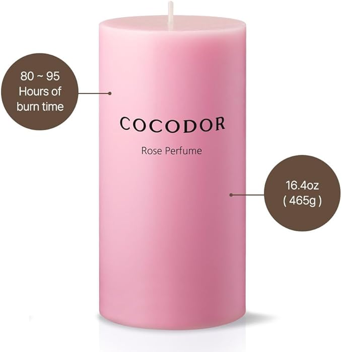 COCODOR Scented Pillar Candles, 3x6 Inch, White Jasmine, Candle Set of 3, Long Buring 85 Hours, Candles for Weddings, Party, Dinner, Home Decor.