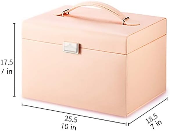 Jewellery Box Jewelry Case Jewelry Box Mirror 3 Drawers Jewelry Organizer Large Capacity Makeup Cosmetic Organizer Box Women Storage Ring Holder,