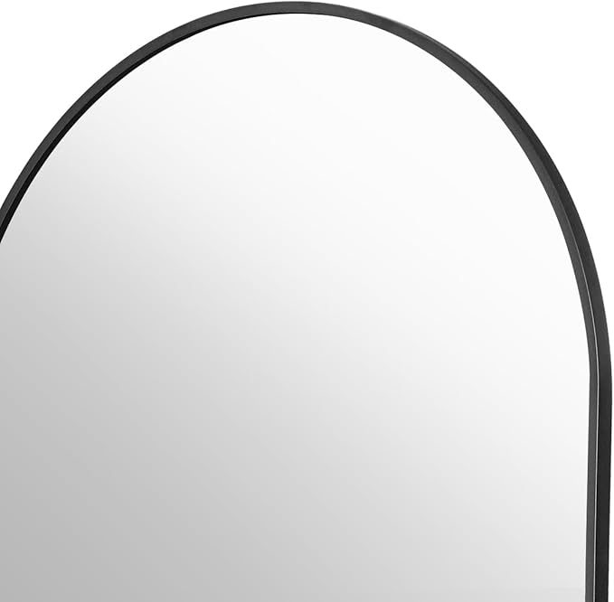 Koonmi 40"x80" Arched Full Length Mirror, Black Large Floor Mirror with Aluminum Alloy Frame, Standing Hanging or Leaning Wall-Mounted Full Body Mirror for Living Room and Bedroom