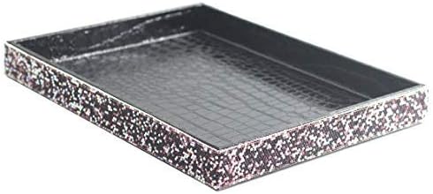 Classic Bling Rhinestone Jewelry or Makeup Storage Box Organizer Display Storage case for Desk or Table (Black+Purple)