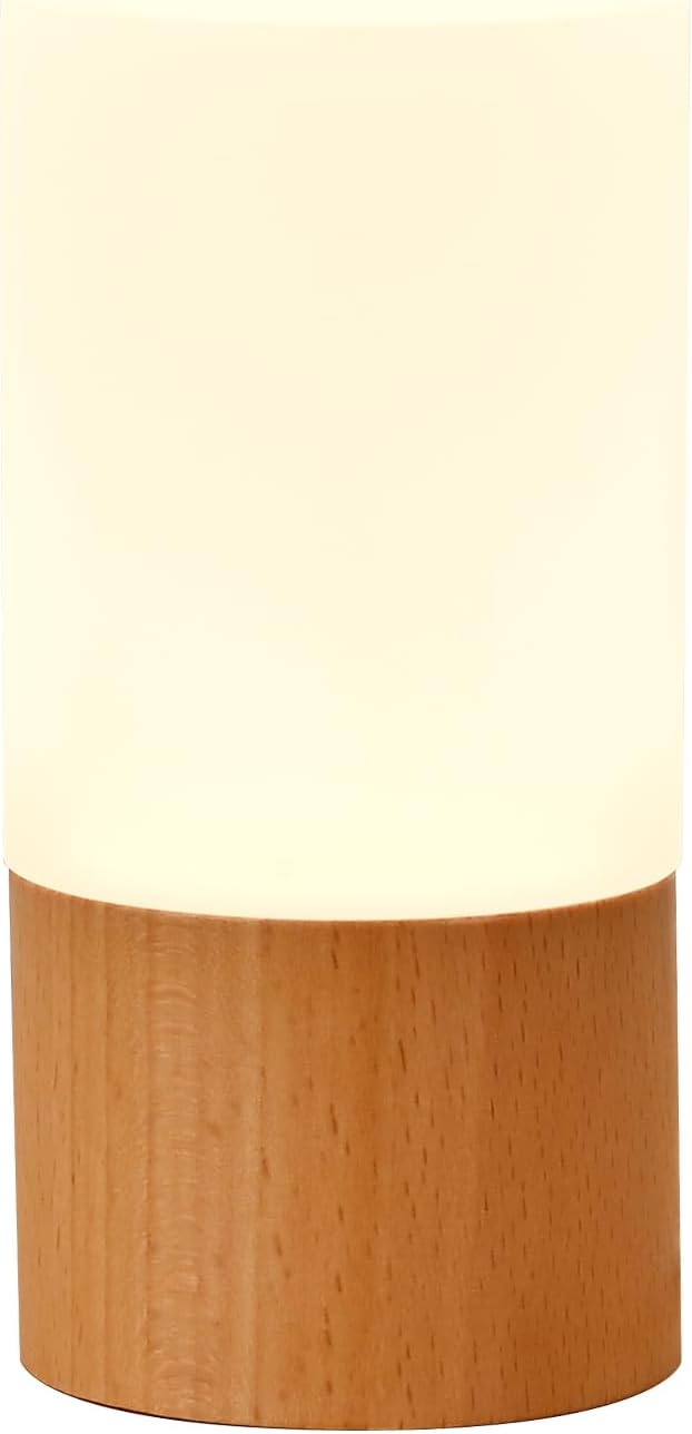 YIEONSHION Creative Wooden LED Desk Lamp, Dimmable Bedside Night Light for Bedroom, Warm Ambient Lighting Table Lamp, Modern Home Décor Accent Light, Unique Housewarming Gift