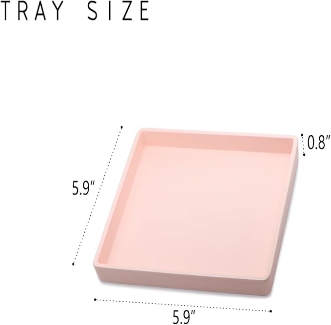 Small Square Serving Tray (5.9 inch), Durable Pink Tray for Desserts & Organization, Lightweight for Coffee, Drinks, Party, Seasoning, Perfume and Display.