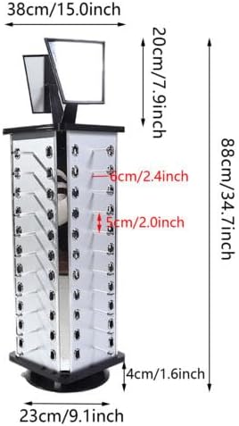 44Pcs Eyeglasses Holder Sunglasses Stand Display Rack 360°Rotating Spinning Storage Glasses Sunglass Shelf With Mirror Carousel Racks Eyewear Eyeglass For Home Or Shop Organizer Store Countertop