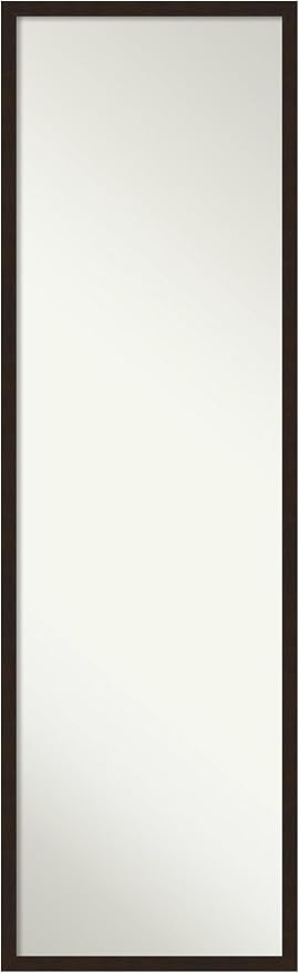 Amanti Art Brown Full Length Mirror for Door, 49x15 Carlisle Espresso Narrow Tall Wall Mirror Full Length, Mounted to Door or Closet Wall with no Visible Brackets, Country Rustic Wood Frame, Bedroom