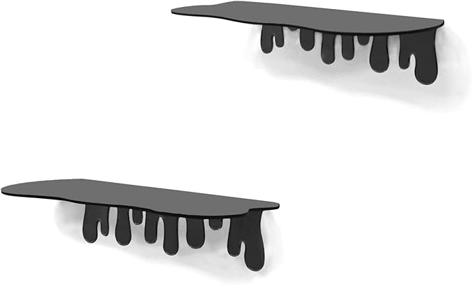 SetGame 2-Pack Acrylic Small Wall Shelves - 12 Inch Floating Shelf for Walls, Home Wall Display Ledges for Storage, Room Décor, Small Album & Items Organizer Display Dripping Wall Decor