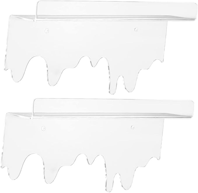 DOITOOL Clear Acrylic Wall Floating Shelf 2-Pack Wall-Mounted Storage Rack for Cosmetics Makeup Brush Organizer Bathroom Kitchen Living Room Display 11.81X5.90X2.55 Inches