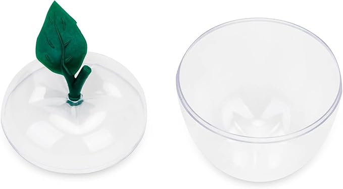 Tevrel Clear Apple Shaped Containers (Pack of 2) – Apple Themed Candy Dish & Cookie Jar Storage, Cute Jars for Teacher Gifts for Christmas, Classroom Holiday Decor & Teacher Basket