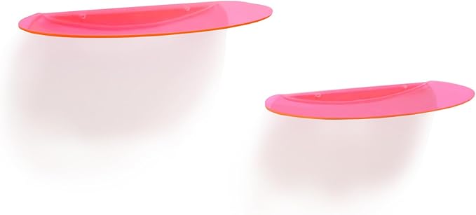 SetGame 2-Pack Acrylic Small Wall Shelves Wall Decor Wall Mounted, 12" Floating Wall Ledge Shelf, Acrylic Shelves for for Action Figures Display, Room Décor, Space Saving, Items Organizer,Pink