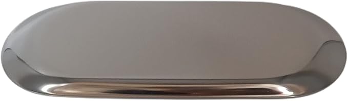 Stainless Steel Decorative Storage Organizer Plate，Dish Plate Tea Tray Fruit Trays for Jewelry, Fruit, Food, Makeup Cosmetic, Towel, Perfume, Candle Trimmer, Silver, Oval, 9.06" x 3.7"