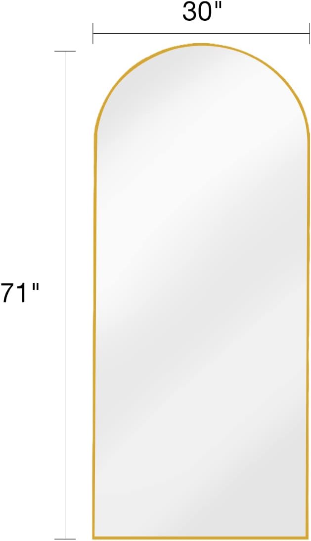 ITSRG Full Length Mirror with Stand, 30"x71" Floor Mirror, Arched Wall Mirror, Gold Arch Mirror