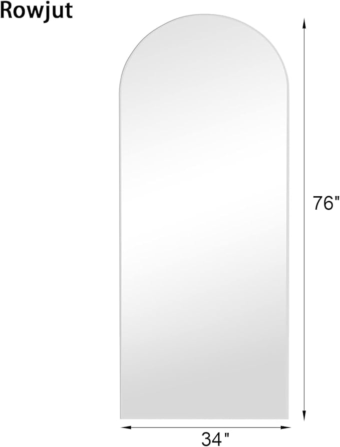 Rowjut Large 76"x34" Arched Full Length Mirror White Floor &Standing for Bedroom&Living Room&Wall Mounted Mirror Full Body Mirrors Hanging or Leaning.