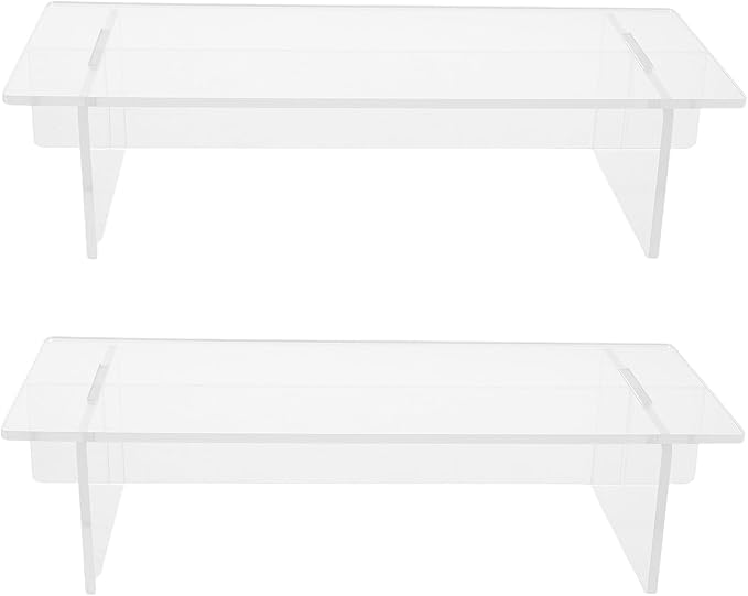 Acrylic Display Risers 2pcs 20cm Tabletop Organizer Shelf for Action Figures Collectibles Perfume Makeup Storage Home Decor