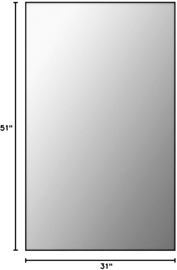 NeuType Full Length Mirror Floor Mirror, Long Mirror Full Body Dressing Mirror, Large Wall Mirror Bathroom Mirror Standing Mirror, Large Mirrors for Bedroom, Metal Frame, Black 51"x31", No Stand