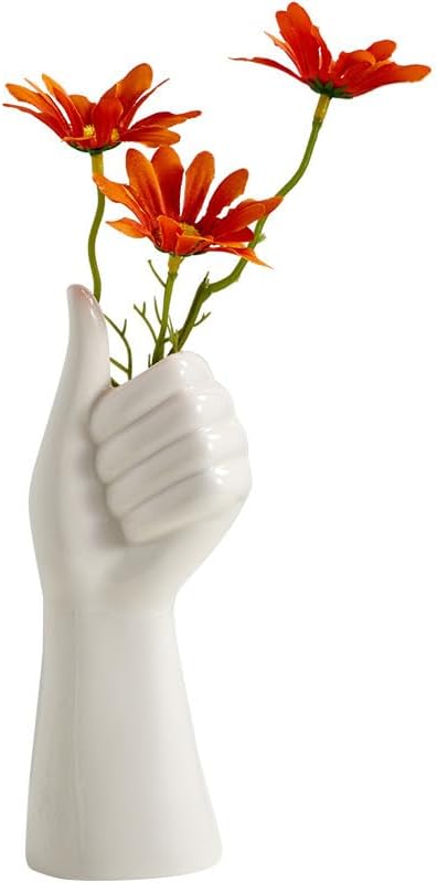 White Ceramic Vase Creative Human Body Art Design Multi Functional Office Desktop Organizer Pen Holder Makeup Brush Holder Home Decor Vase for Flowers Boho Ceramic Vases Stylish Decorative Accent (E)