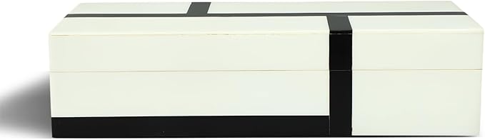 Handicrafts Home Large Decorative Storage Box with Lid – 10x4.5x2.5” Coffee Table Organizer, Keepsake- Decorative Boxes for Home Decor, Stylish Decorative Box for Office Decor- Mondrian- Black White
