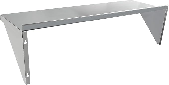 Empura 15" x 48" Stainless Steel Wall Mount Shelf with Backsplash | Commercial Floating Hanging Storage Organizer for Kitchen Laundry Utility Room | 48"W x 15"D x 16"H, 345 lb Capacity, 18 Gauge, NSF