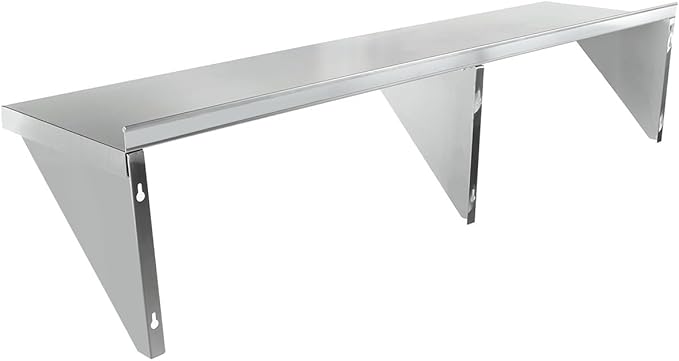 Empura 15" x 60" Stainless Steel Wall Mount Shelf with Backsplash | Commercial Floating Hanging Storage Organizer for Kitchen Laundry Utility Room | 60"W x 15"D x 16"H, 395 lb Capacity, 18 Gauge, NSF