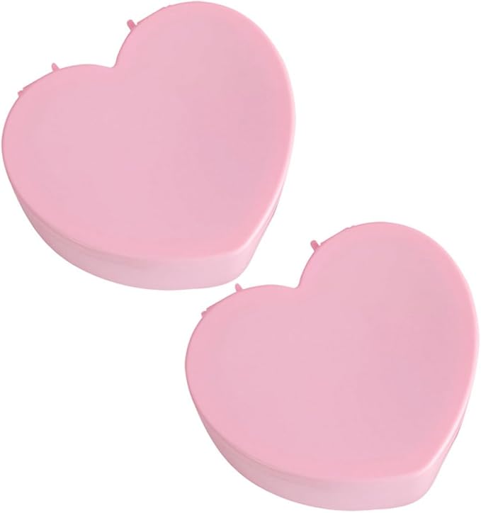 PartyKindom 2pcs Jewelry Box Heart Shaped Double Layer Organizer with Makeup Mirror Portable Pink Jewelry Travel Case for Earrings Rings Necklaces Bracelets