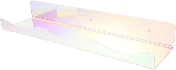 BESPORTBLE Iridescent Acrylic Floating Wall Shelves Nail Polish Display Perfume Rack Makeup Organizer Mounted Storage for Room and Salon