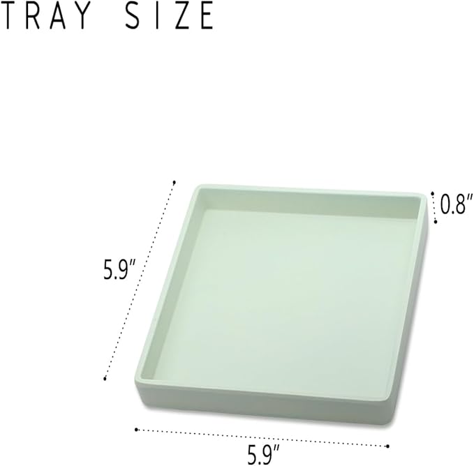 Small Square Serving Tray (5.9 inch), Durable Green Tray for Desserts & Organization, Lightweight for Coffee, Drinks, Party, Seasoning, Perfume and Display.