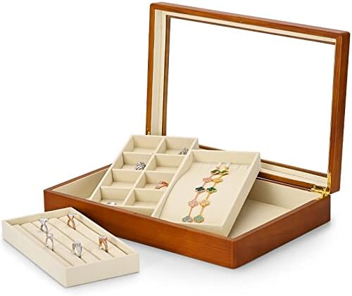 Makeup Organizers Multifunctional Jewelry Box Wooden Jewelry Storage Box Ring Display Tray Bracelet Storage Box Jewelry Case