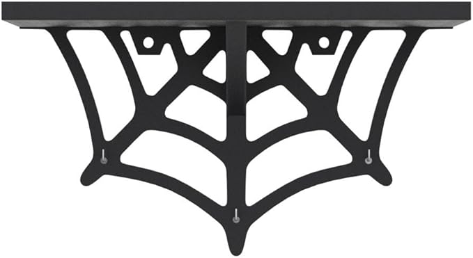 Spider Web Floating Shelf - Gothic Halloween Hanging Shelf with Hooks for Wall Oddities and Curiosities - Black Spooky Goth Wall Decor for Kitchen and Home - Crystal Display Shelf for Stones